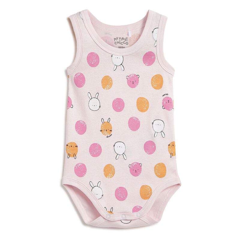 Infants White & Pink Sleeveless Bodysuit (Pack of 4) image number 3